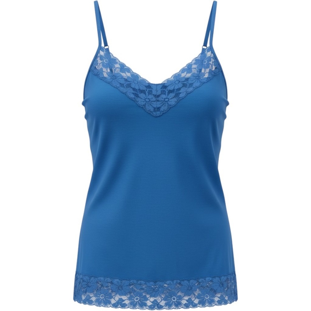 Cache Royal Blue Lace Trim Cami Top Adjustable Straps Size M